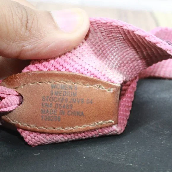 LL Bean Women's Pink Printed Nylon Flip Flops Summer Flat Sandals Size 9 M - Picture 7 of 9